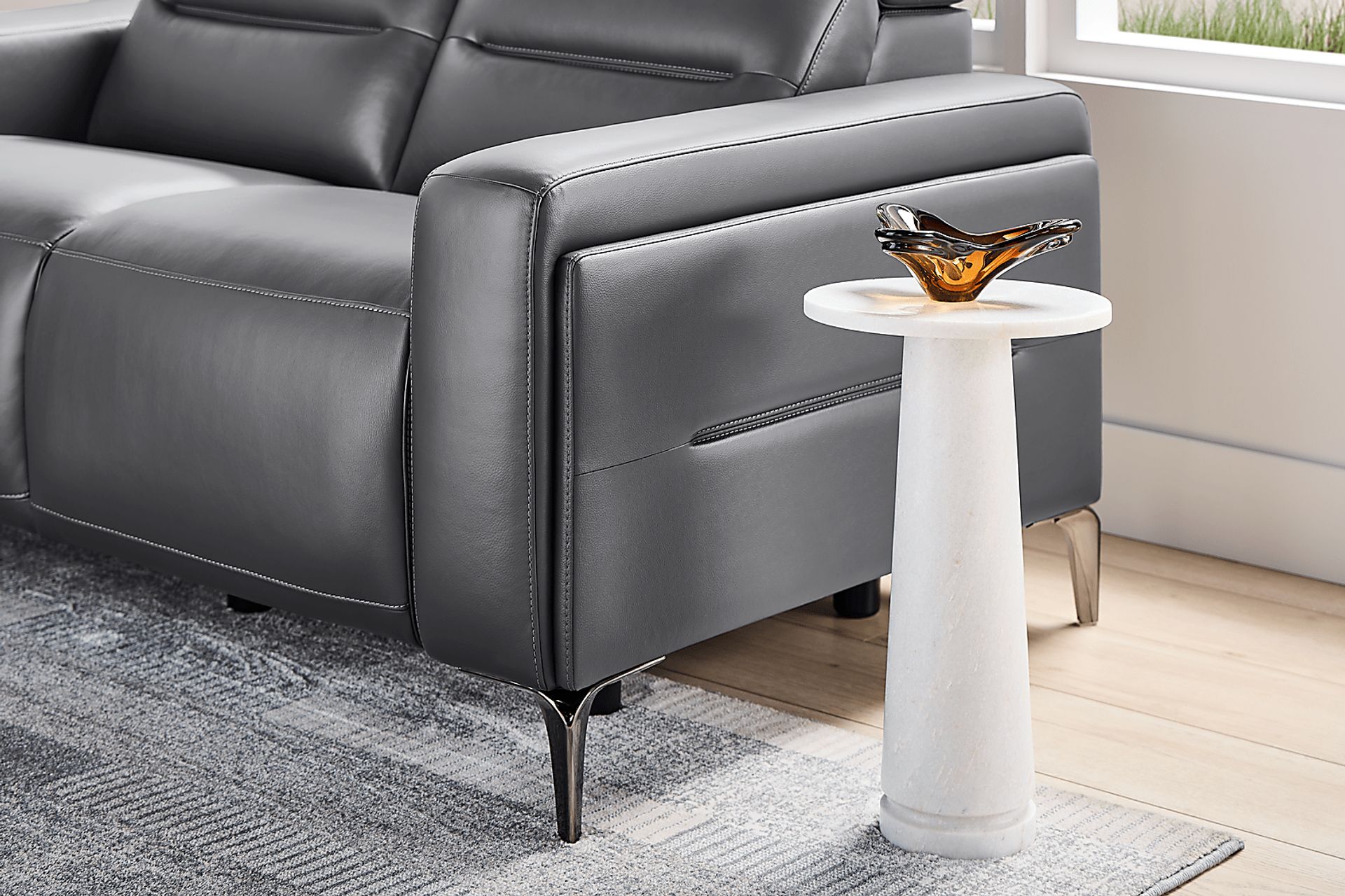Amalfi Blue Leather Loveseat - Image 5