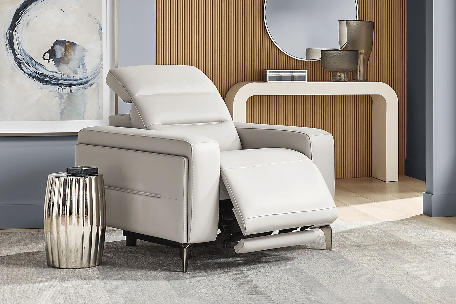 Amalfi Gray Leather Dual Power Recliner - Image 3