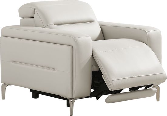 Amalfi Gray Leather Dual Power Recliner