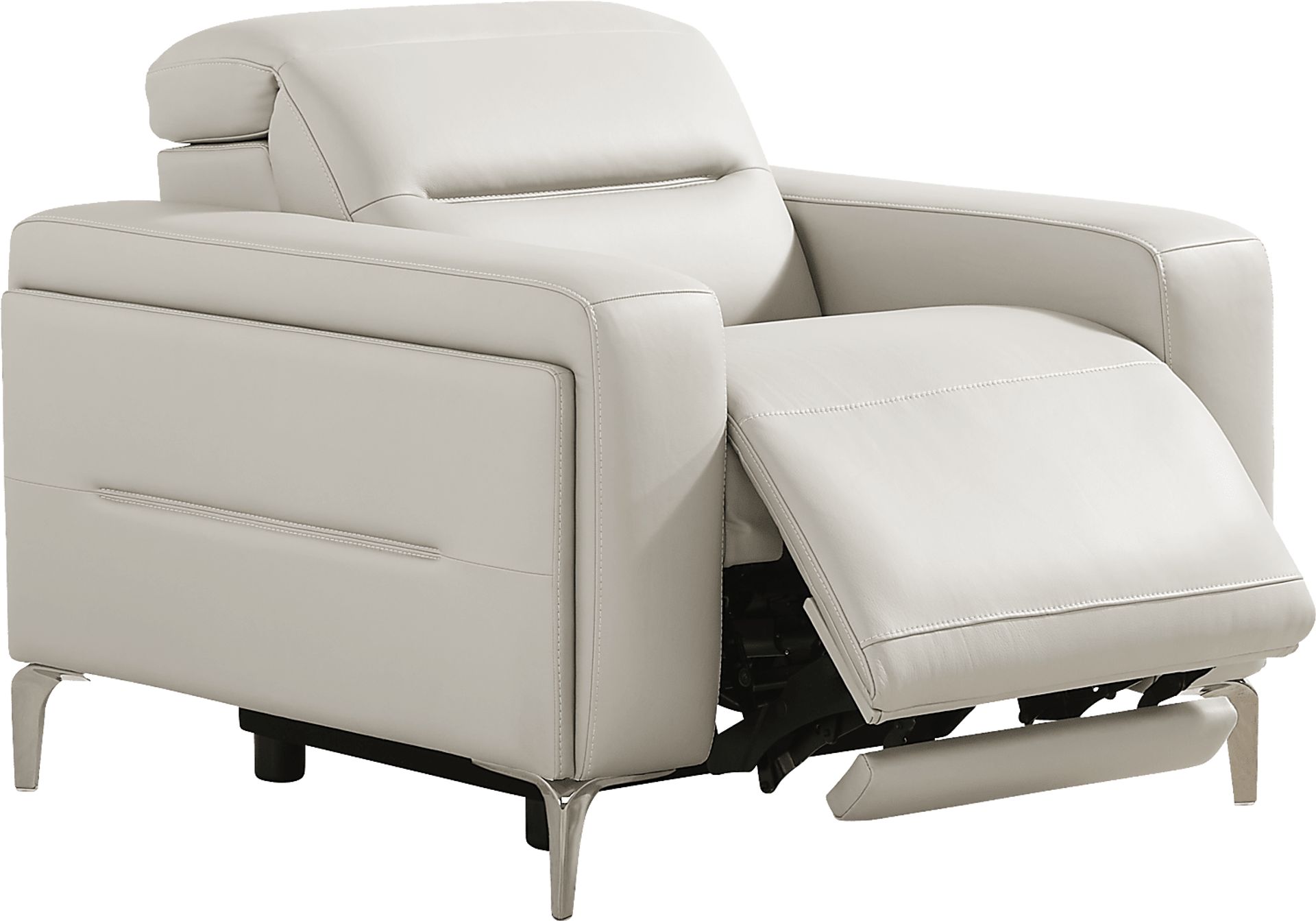 Amalfi Gray Leather Dual Power Recliner - Image 1