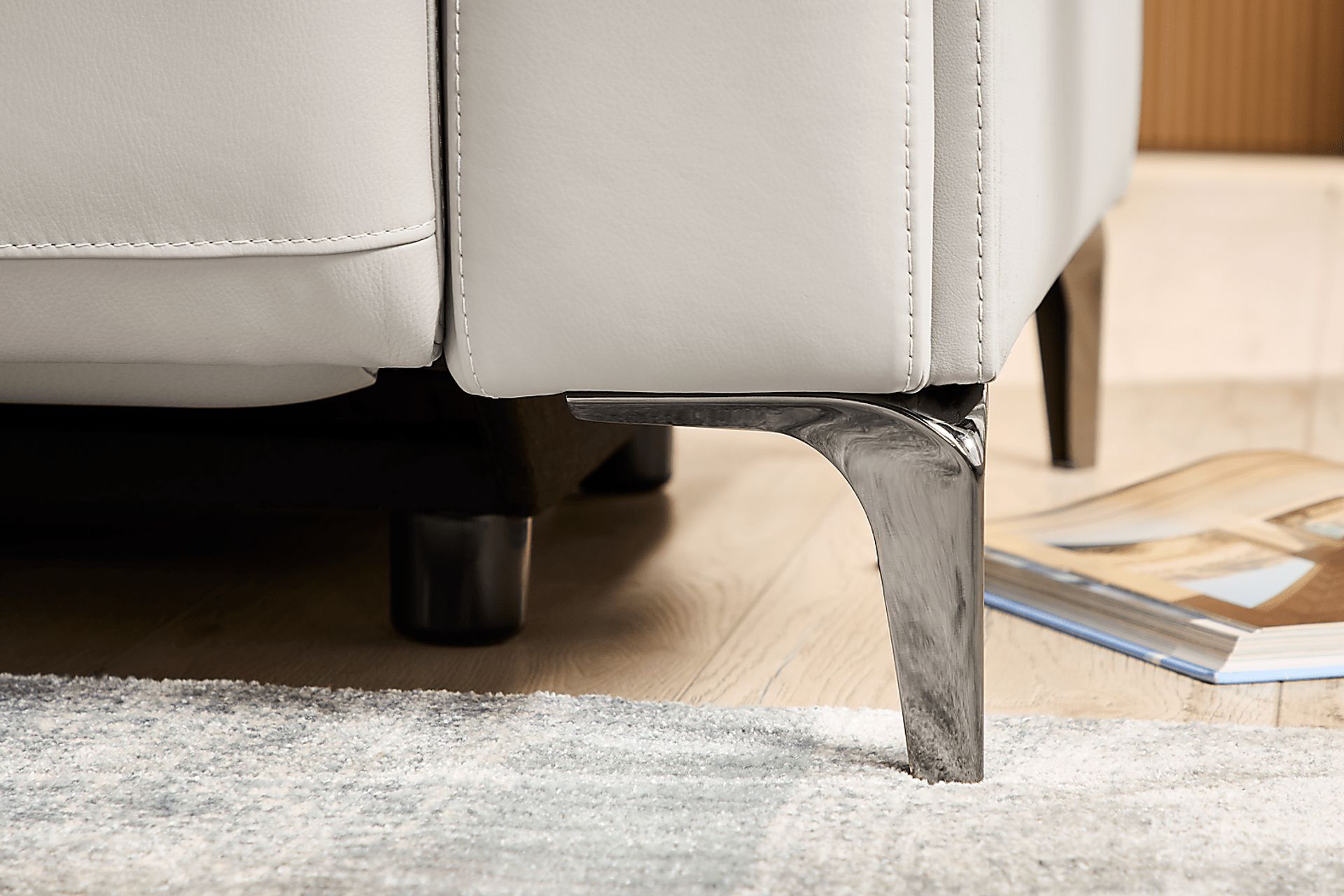 Amalfi Gray Leather Dual Power Reclining Loveseat - Image 7