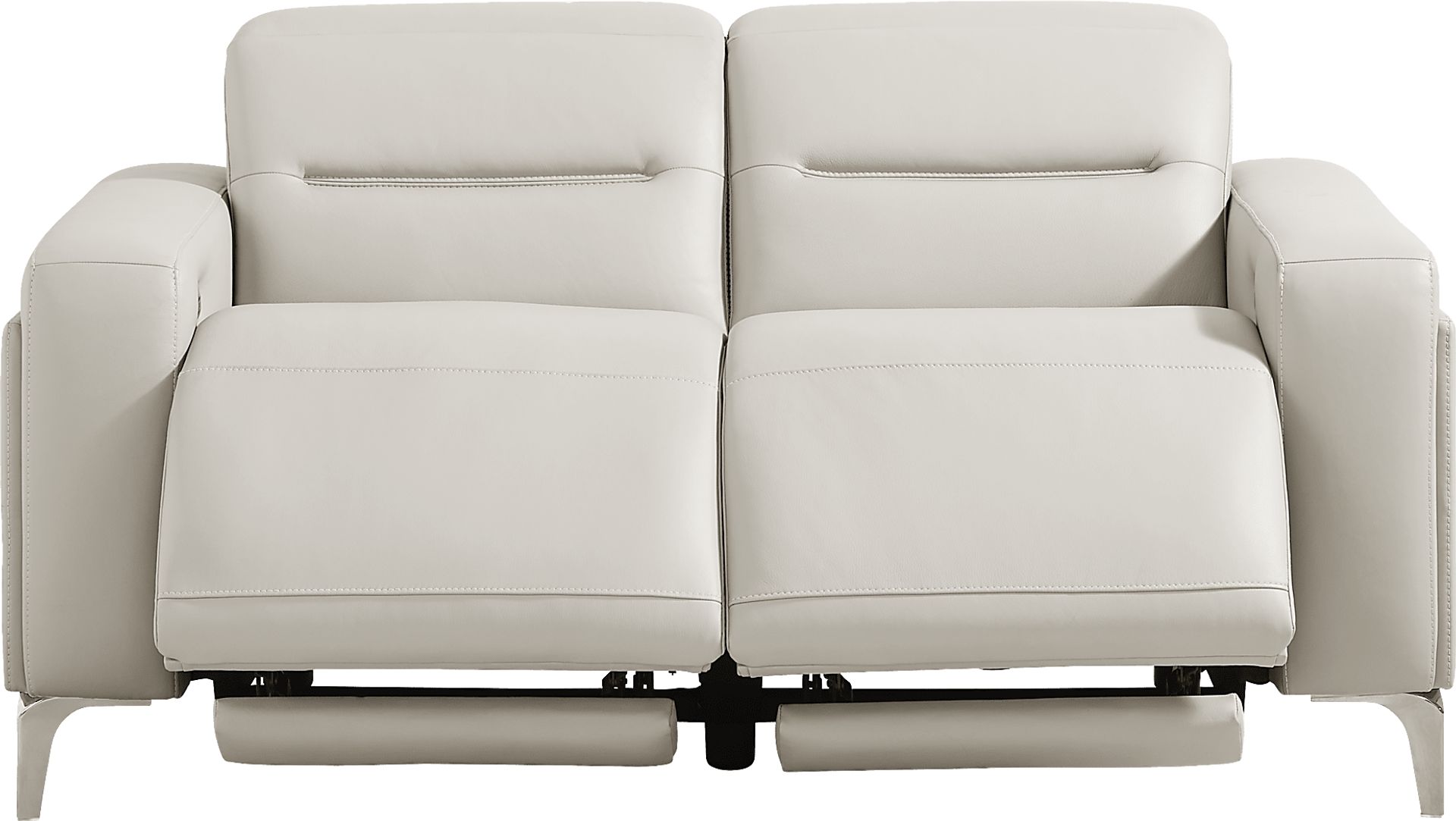 Amalfi Gray Leather Dual Power Reclining Loveseat - Image 2