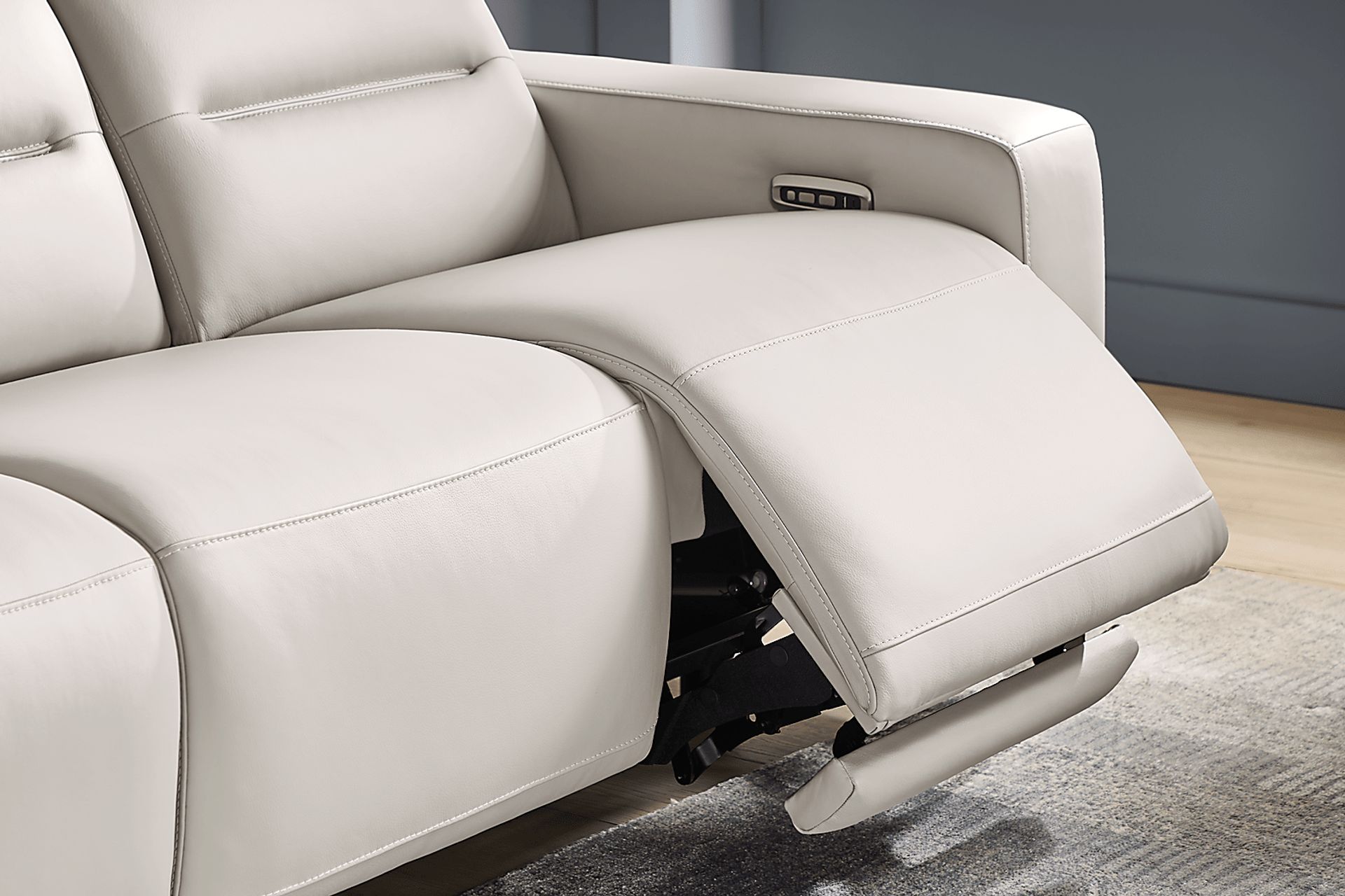 Amalfi Gray Leather Dual Power Reclining Sofa - Image 7