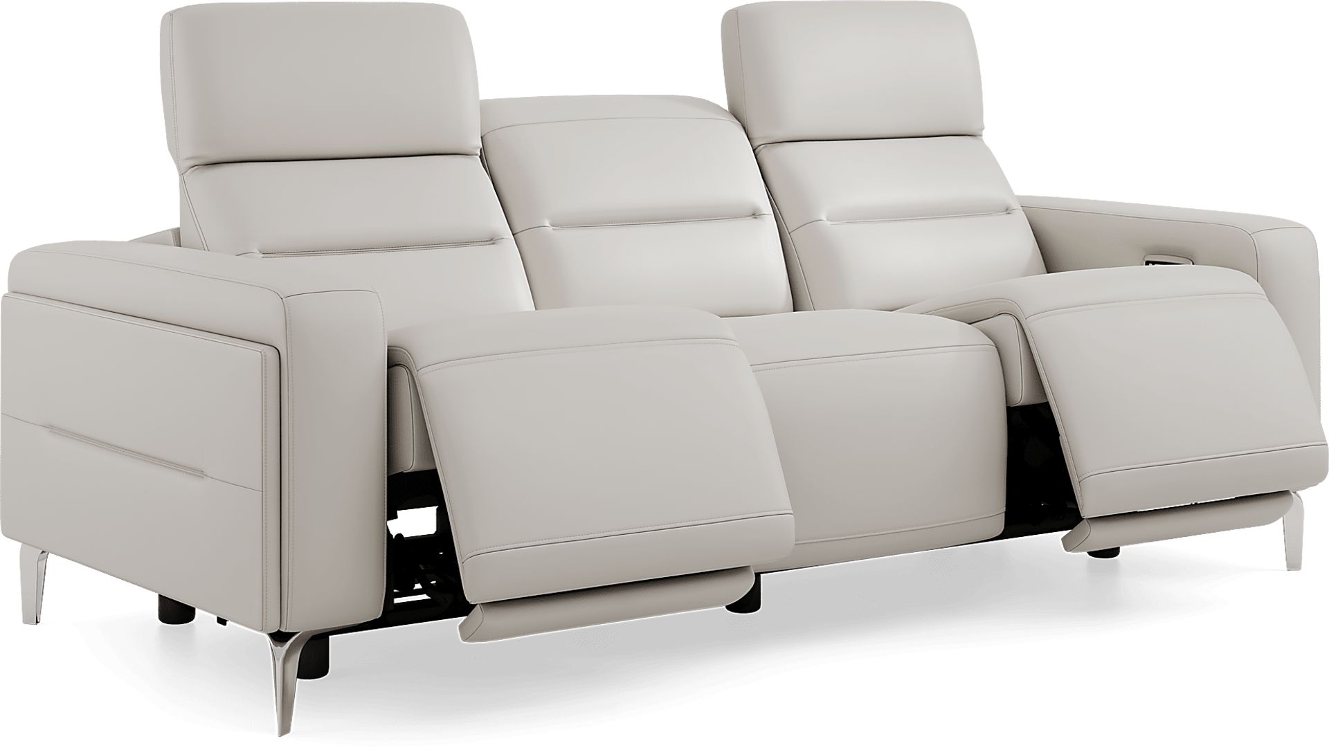 Amalfi Gray Leather 2 Pc Dual Power Reclining Living Room - Image 3