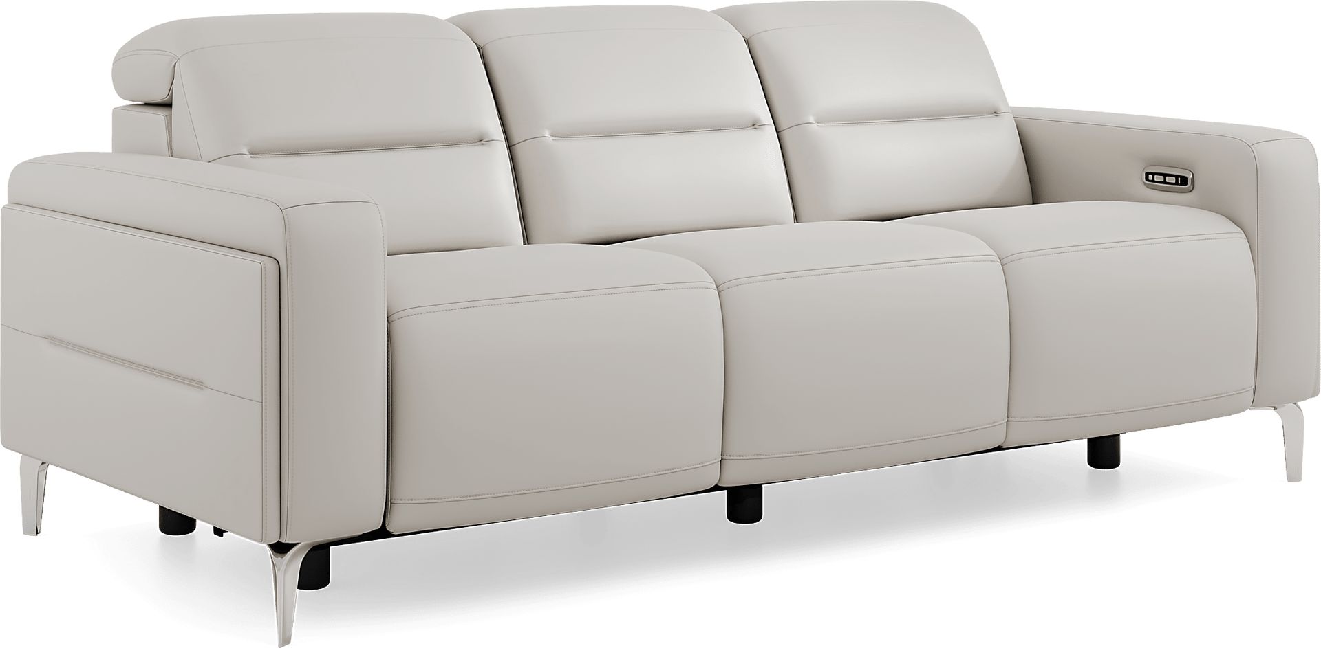 Amalfi Gray Leather 2 Pc Dual Power Reclining Living Room - Image 4