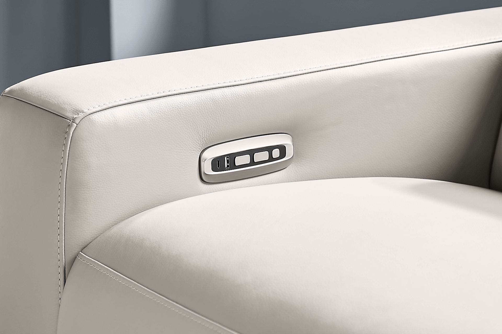 Amalfi Gray Leather Dual Power Reclining Sofa - Image 4