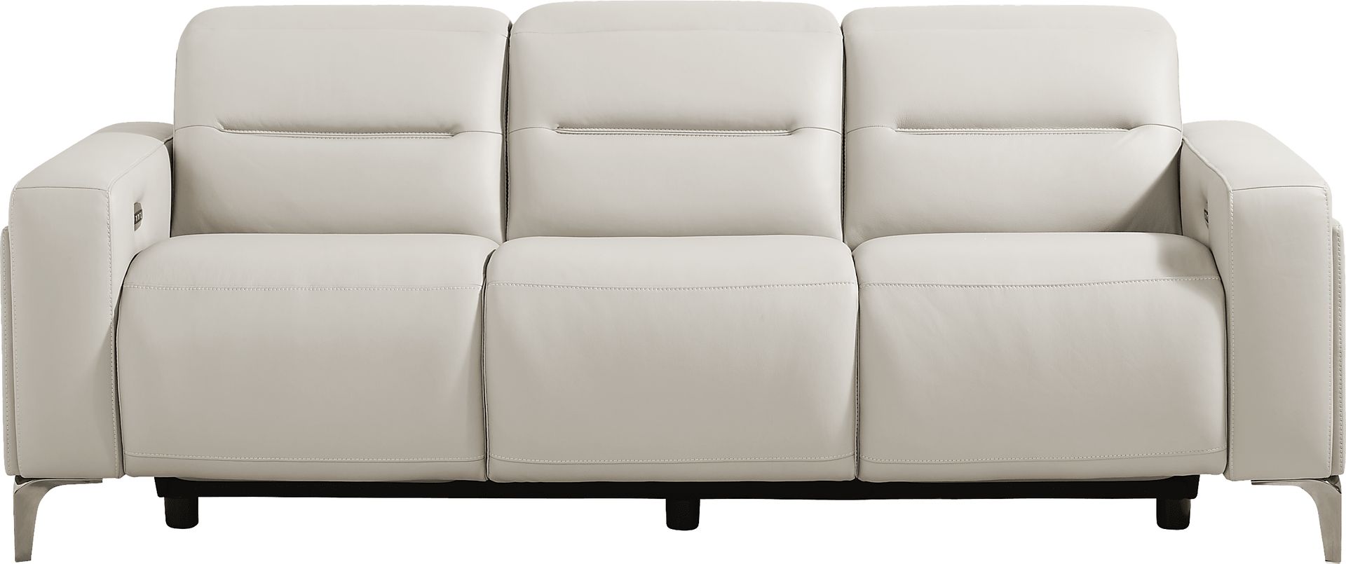 Amalfi Gray Leather Dual Power Reclining Sofa - Image 1