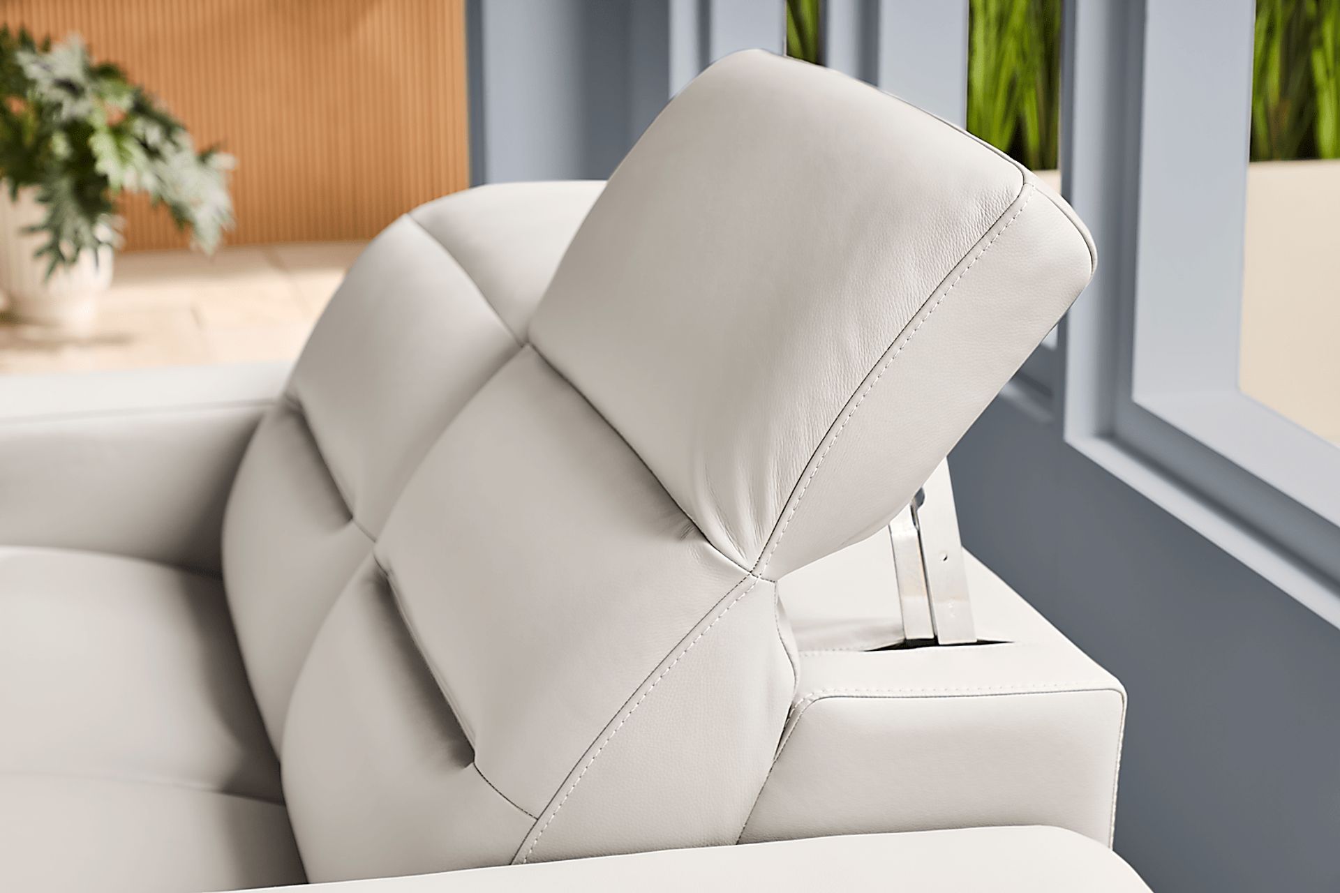 Amalfi Gray Leather Loveseat - Image 2