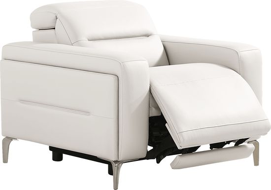 Amalfi White Leather Dual Power Recliner