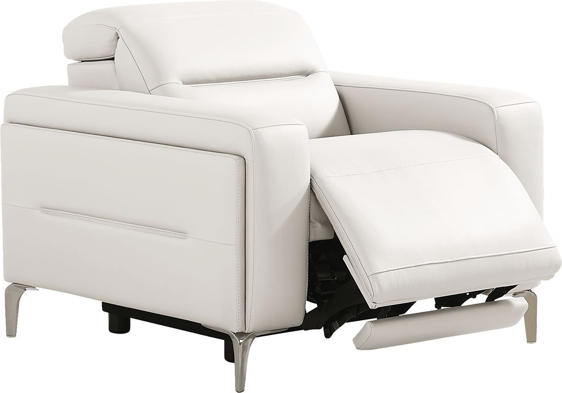 Amalfi White Leather Dual Power Recliner
