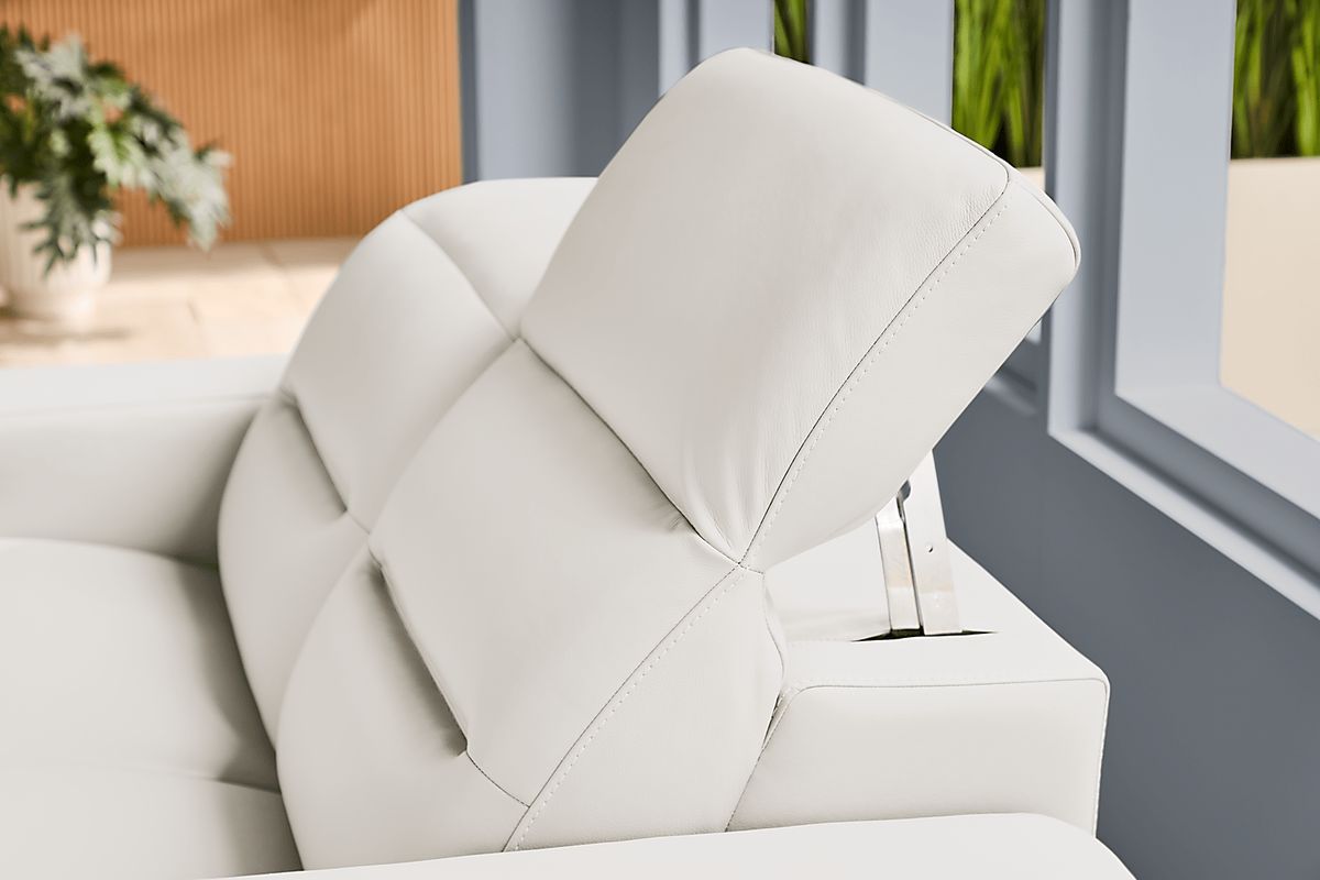 330　アネモネ Drew & Jonathan Amalfi White Leather Dual Power Reclining Loveseat