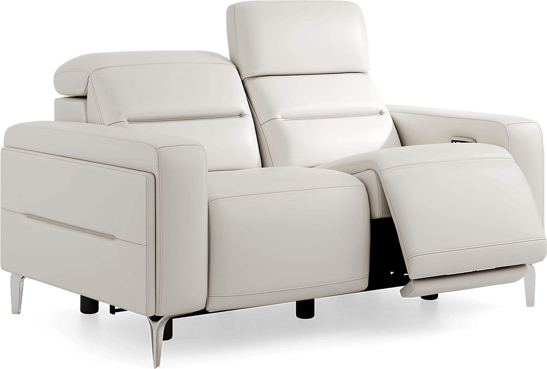 Amalfi White Leather 8 Pc Dual Power Reclining Living Room - Image 12