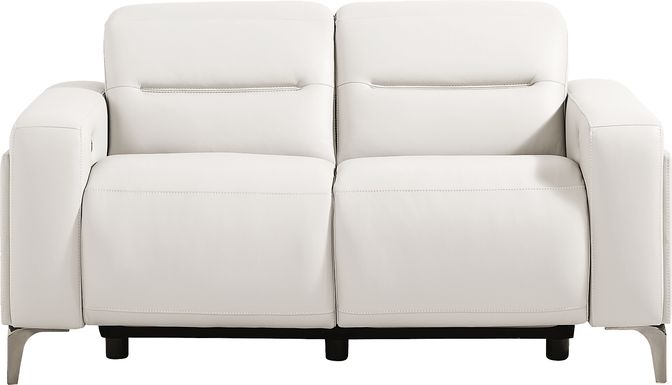 Amalfi White Leather Dual Power Reclining Loveseat