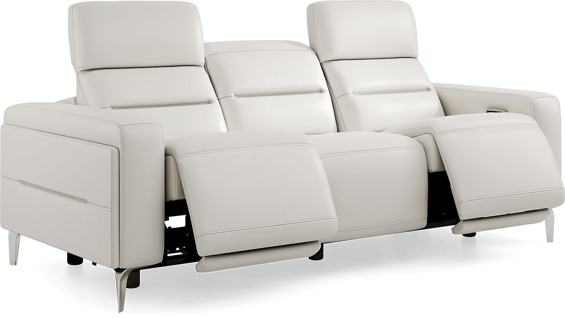 Amalfi White Leather 8 Pc Dual Power Reclining Living Room - Image 3