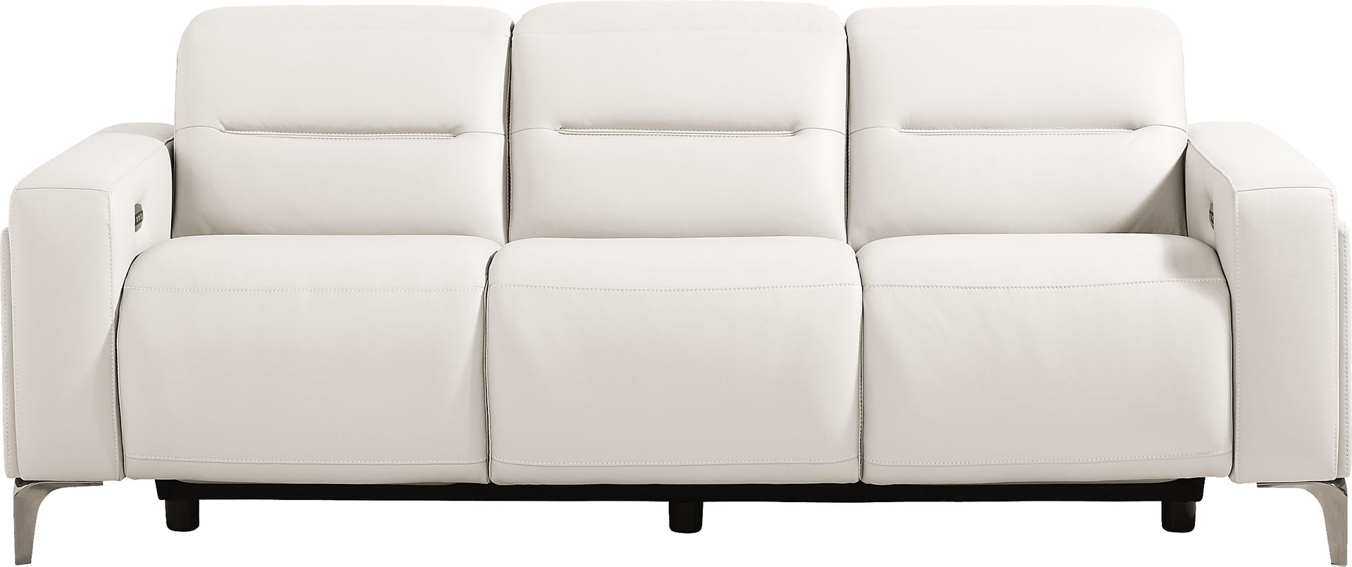 Amalfi White Leather Dual Power Reclining Sofa - Image 3