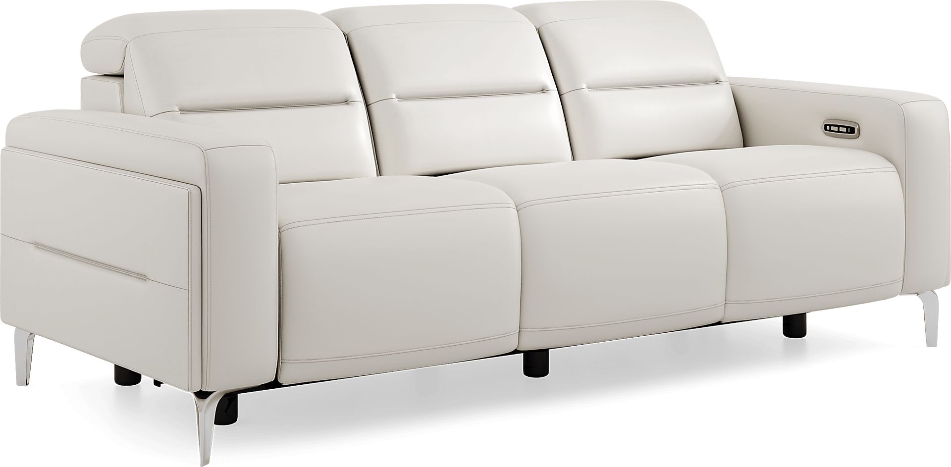 Amalfi White Leather 8 Pc Dual Power Reclining Living Room - Image 4