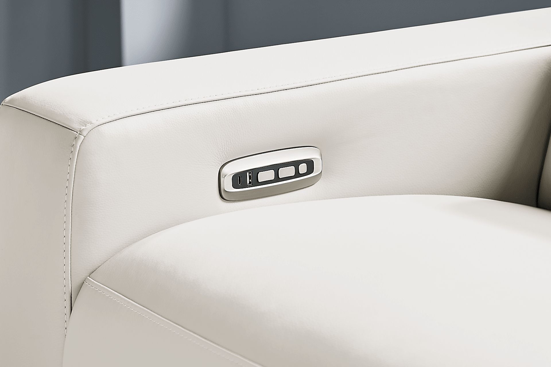 Amalfi White Leather 9 Pc Living Room with Dual Power Reclining Sofa - Image 5