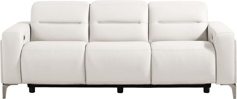 Amalfi White Leather Dual Power Reclining Sofa