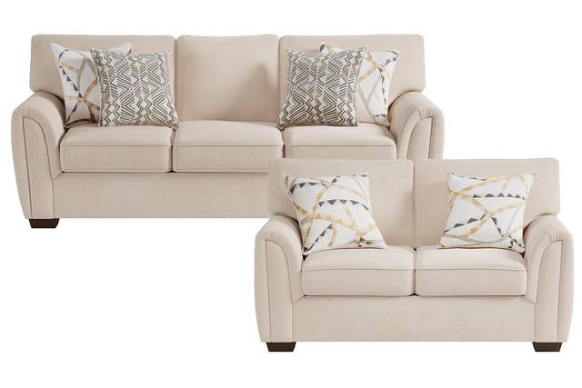 Amalie Beige 2 Pc Living Room with Sleeper Sofa - Thumbnail - Image 1