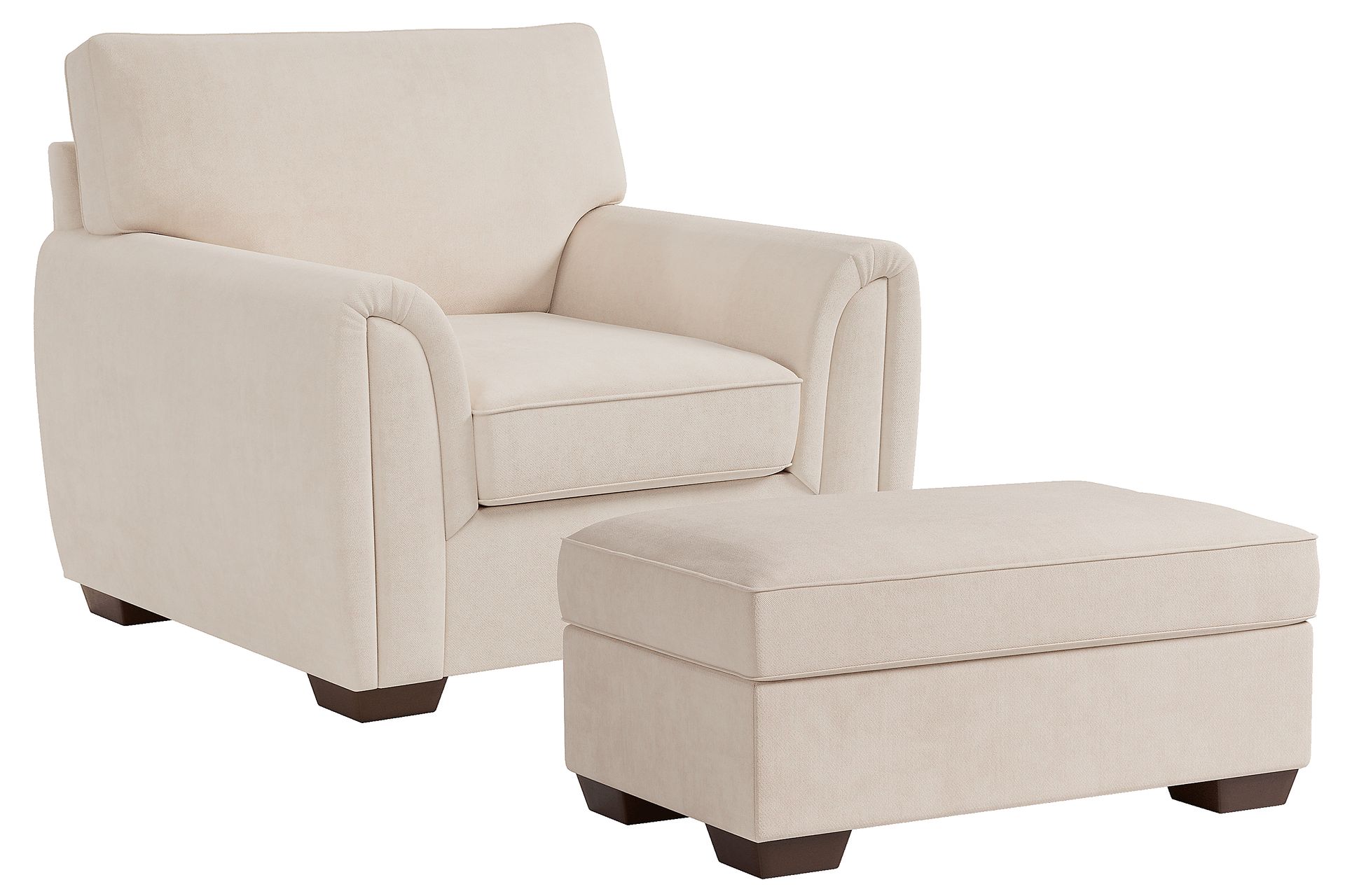 Amalie Beige Chair and Ottoman - Image 1