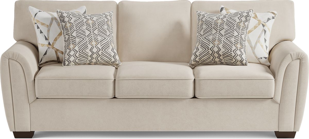 Amalie 2 Pc Beige Chenille Fabric Living Room Set With Sofa, Loveseat ...