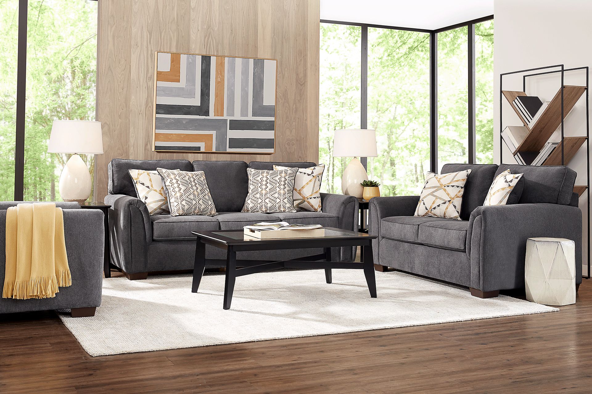 Amalie Gray 7 Pc Living Room with Gel Foam Sleeper Sofa - Image 1