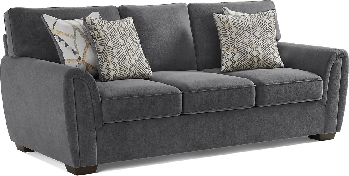 Amalie 2 Pc Gray Chenille Fabric Living Room Set With Sofa, Chair ...