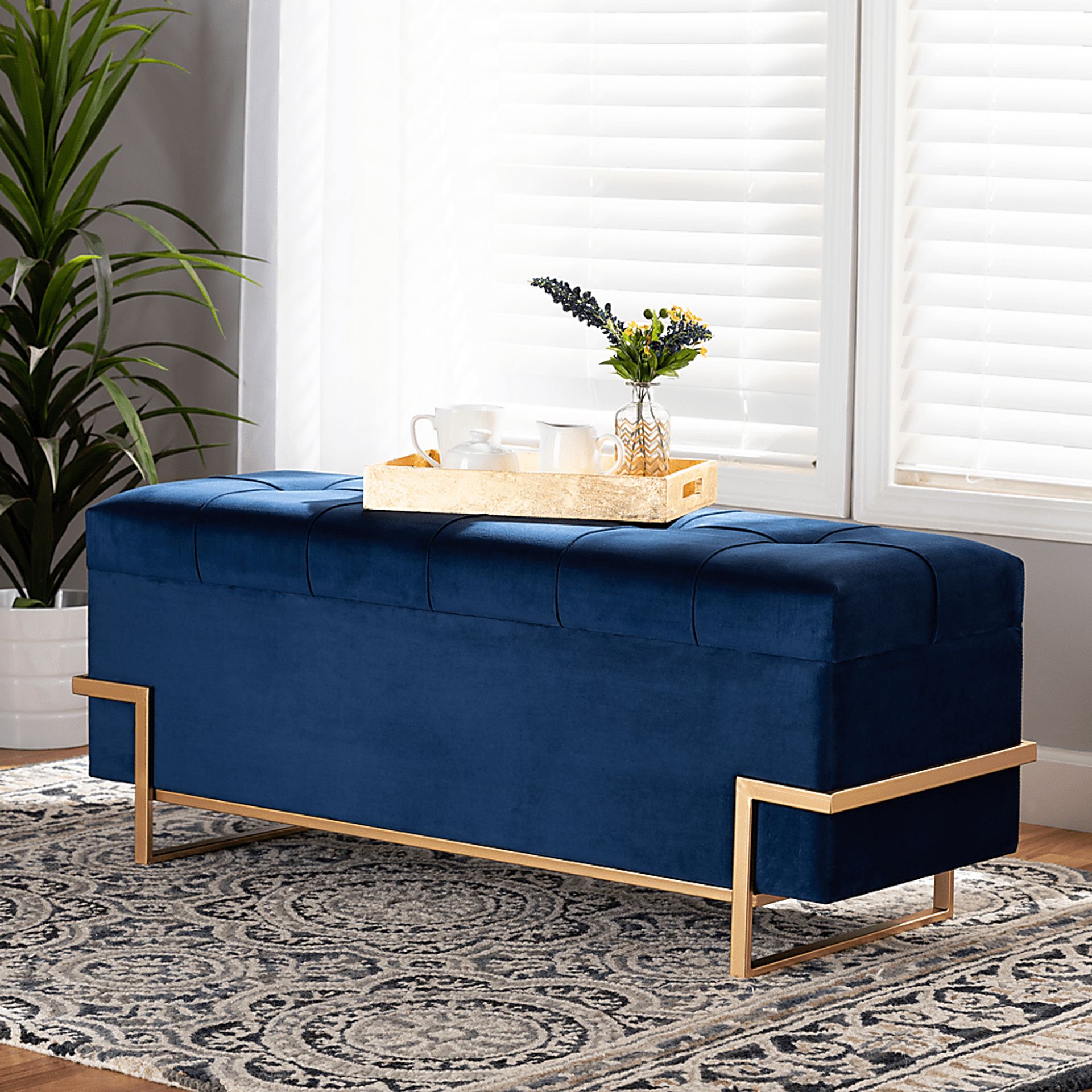 Amaral Blue Accent Ottoman - Image 8