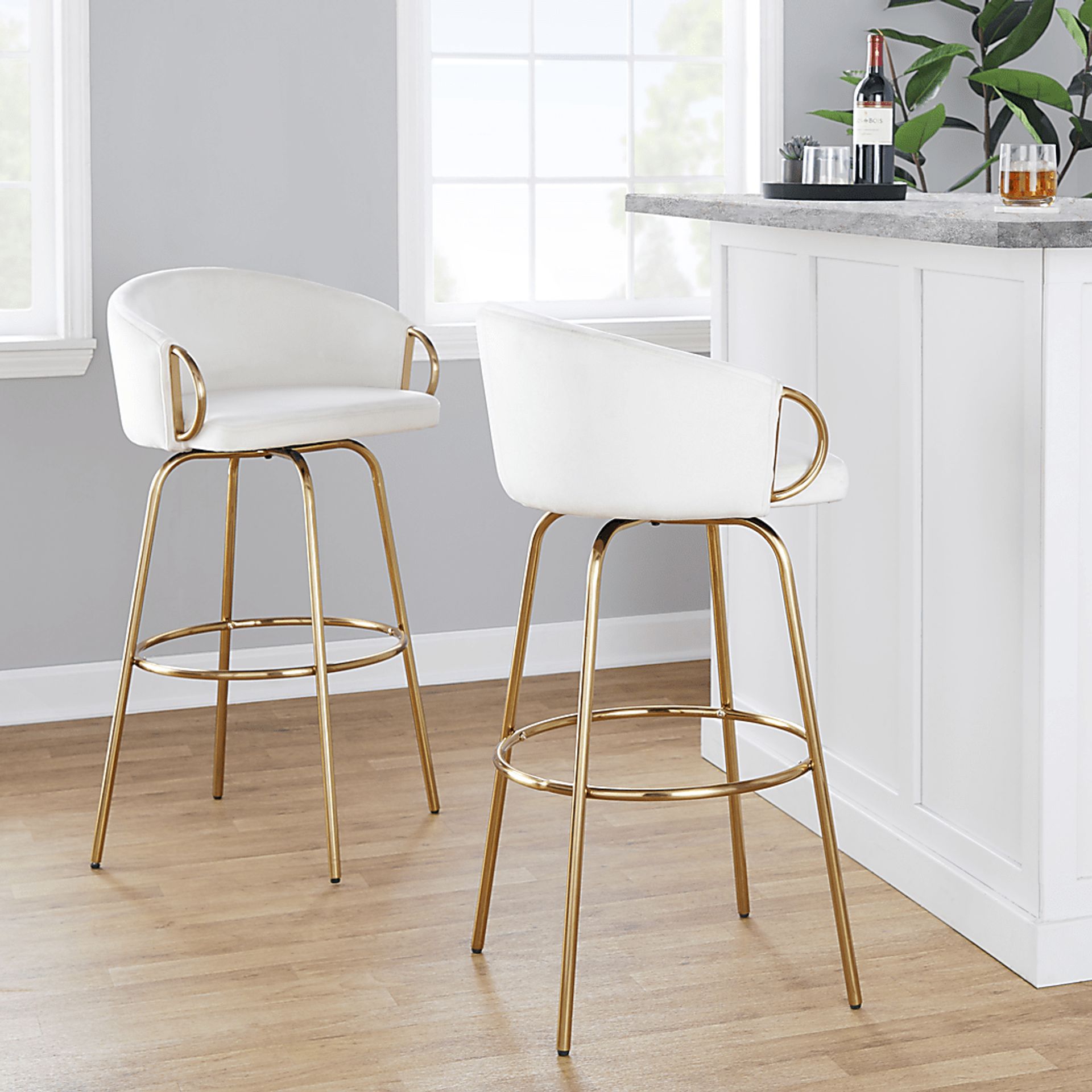 Amarante Cream Swivel Barstool, Set of 2 - Image 2