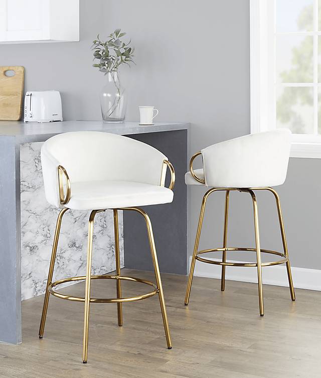 Amarante Cream Swivel Counter Height Stool, Set of 2 - Thumbnail - Image 2