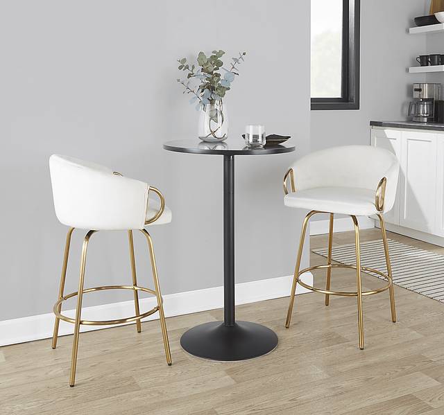 Amarante Cream Swivel Counter Height Stool, Set of 2 - Thumbnail - Image 3