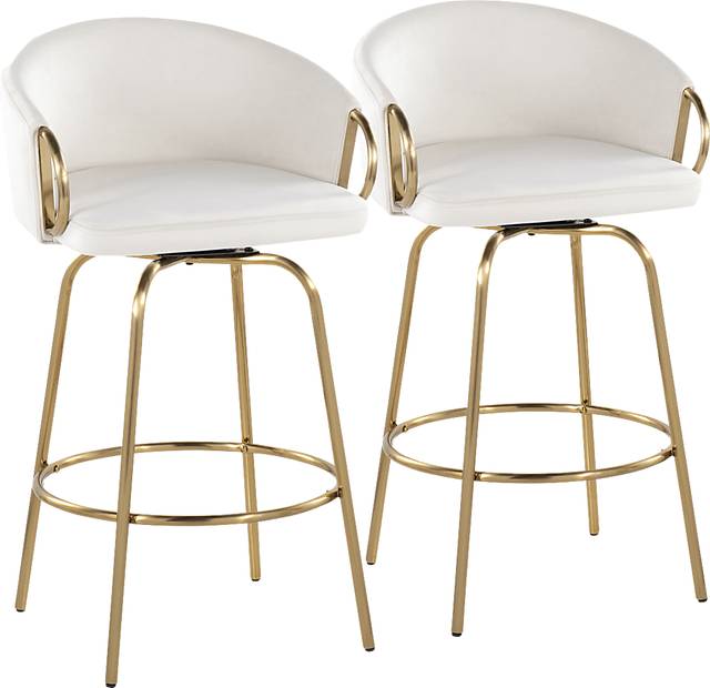 Amarante Cream Swivel Counter Height Stool, Set of 2 - Thumbnail - Image 1