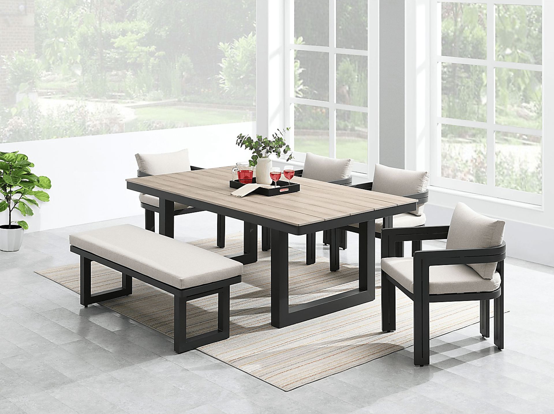 Outdoor Amare Tan Dining Bench - Image 2