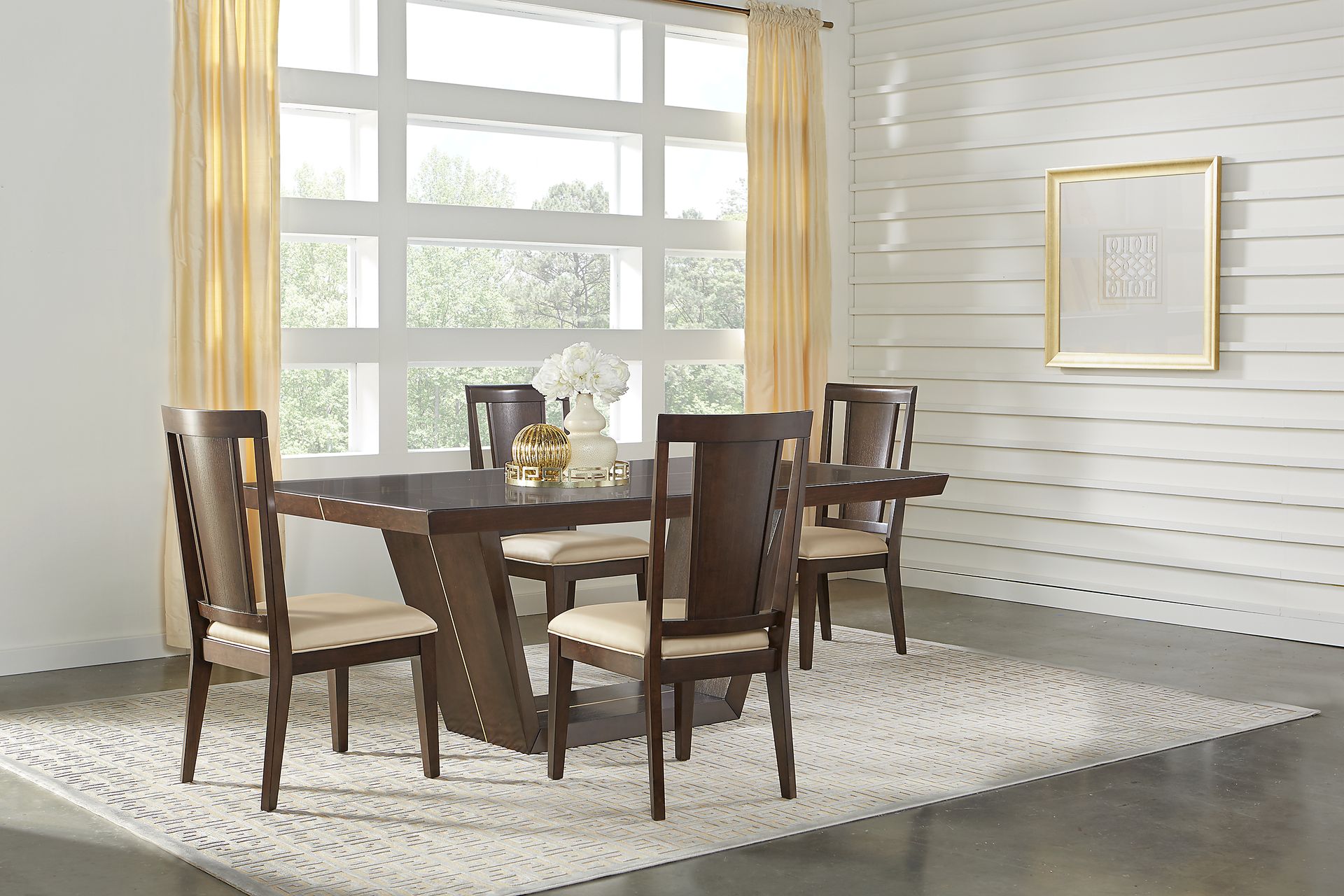 Ambassador Place Espresso 5 Pc Rectangle Dining Room with Glass Top - Image 1