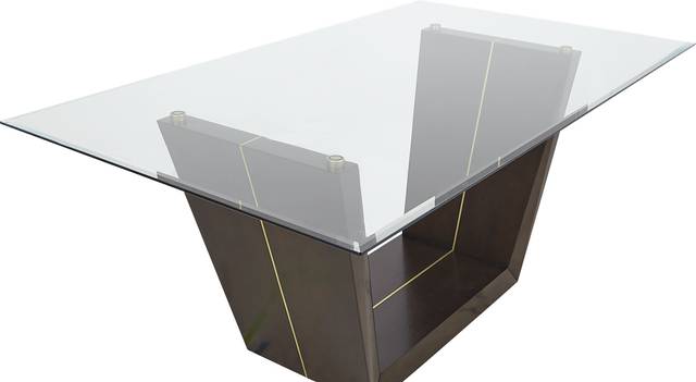Ambassador Place Espresso Rectangle Dining Table with Glass Top - Thumbnail - Image 2