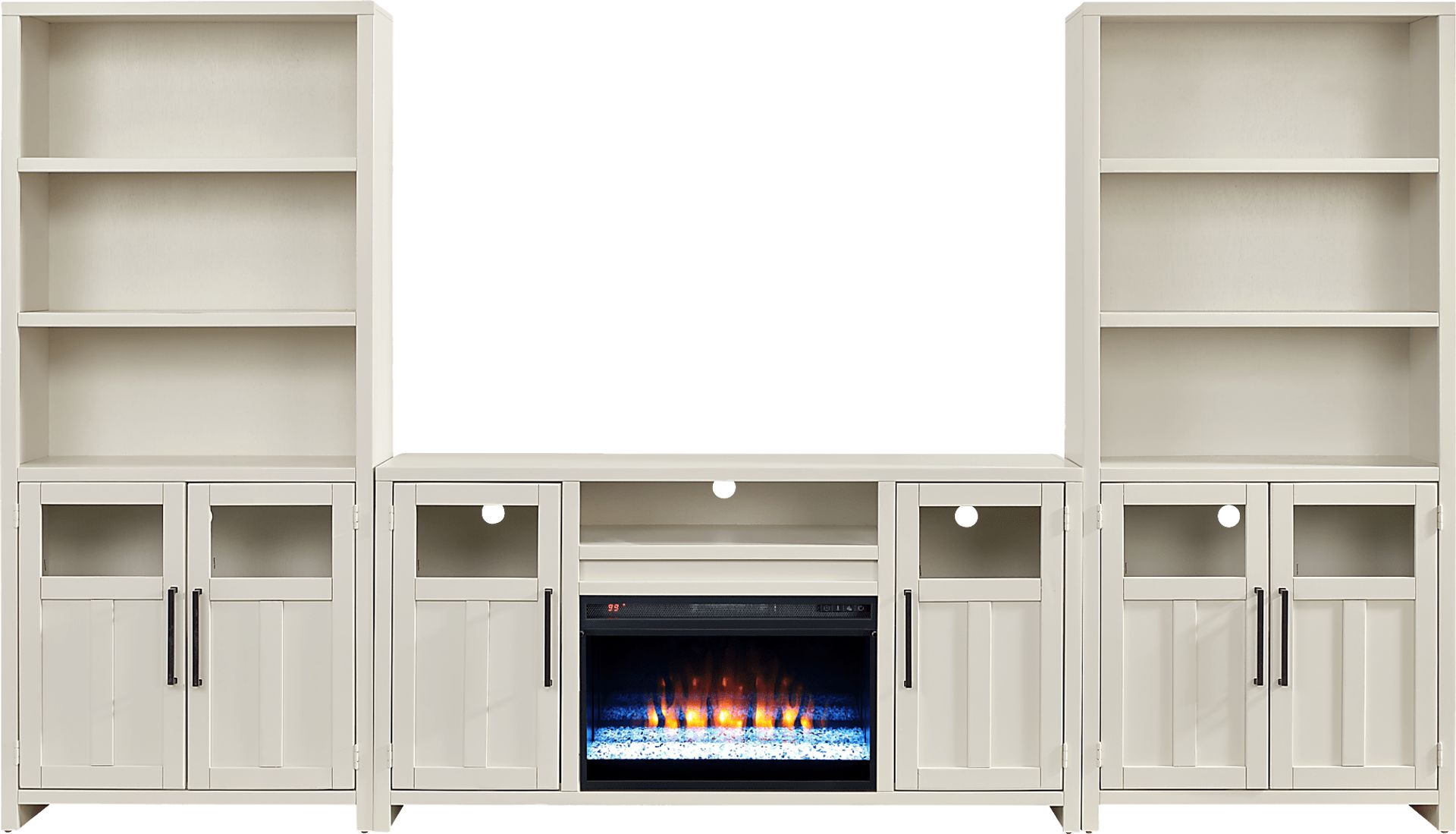 Amberfield White 4 Pc Wall Unit with 62 in. Console and Electric Fireplace - Image 1