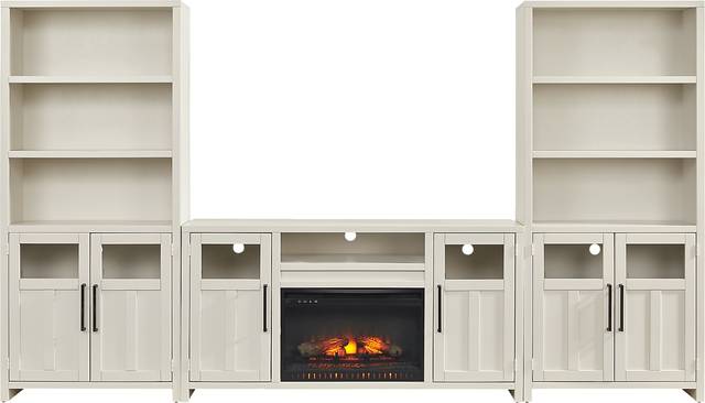 Amberfield White 4 Pc Wall Unit with 62 in. Console and Electric Log Fireplace - Thumbnail - Image 1