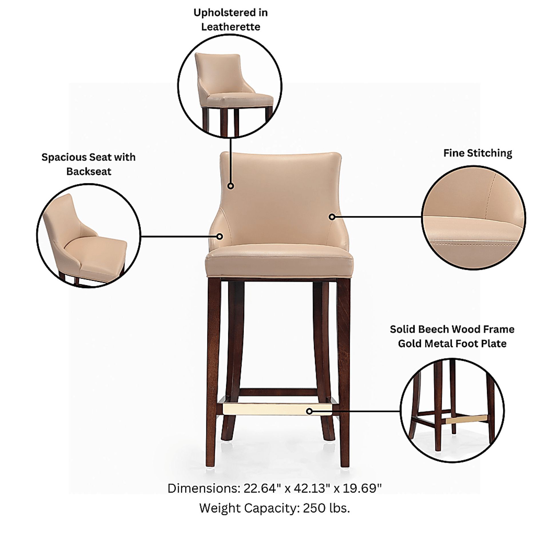 Amberleey Tan Barstool - Image 4