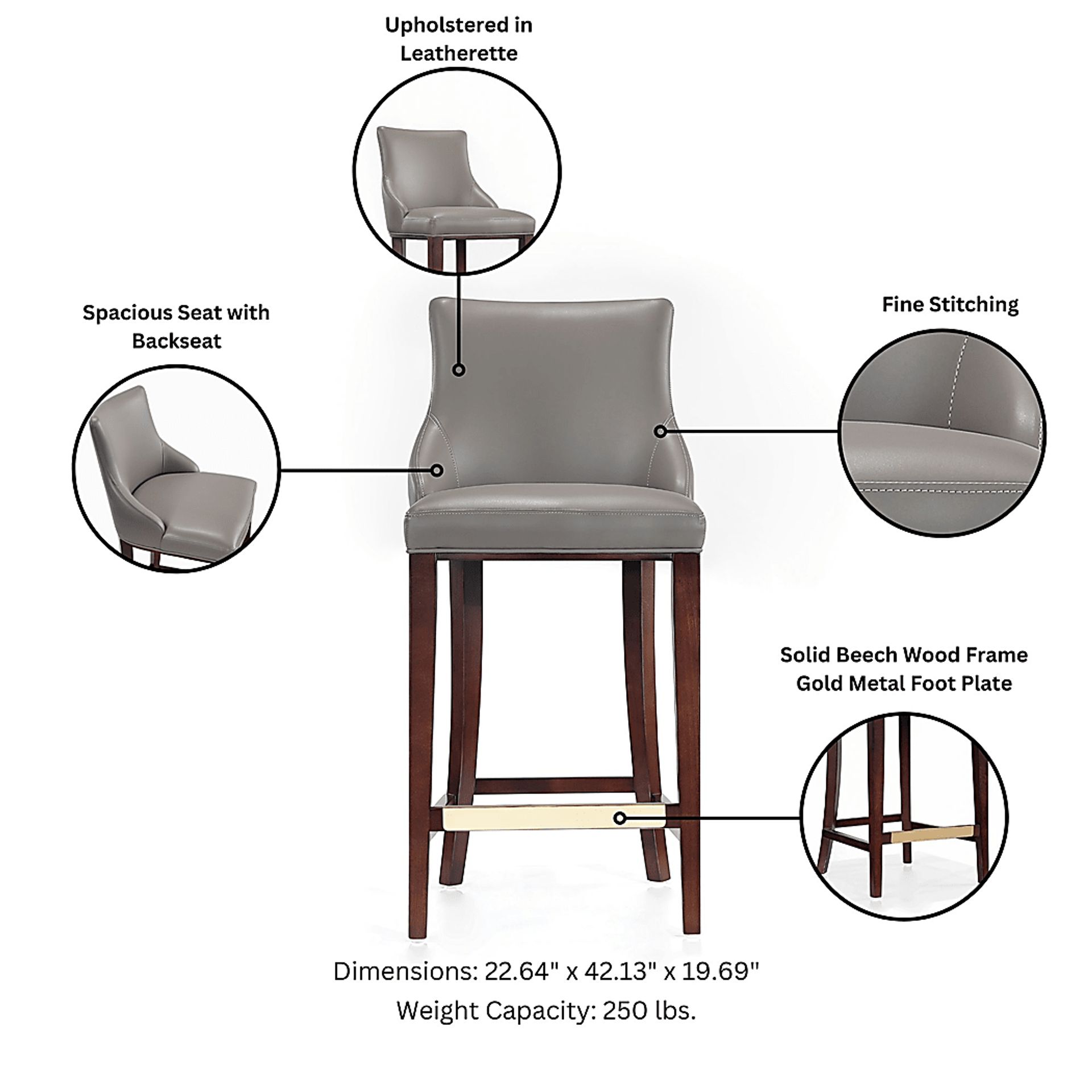 Amberleey Taupe Barstool - Image 4