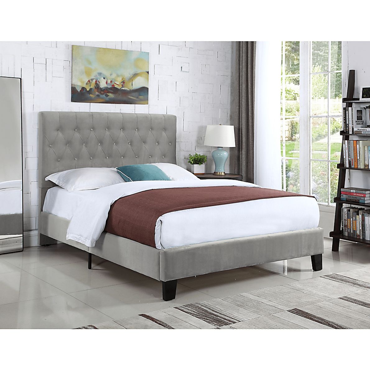 Ambiwood Light Gray Queen Bed
