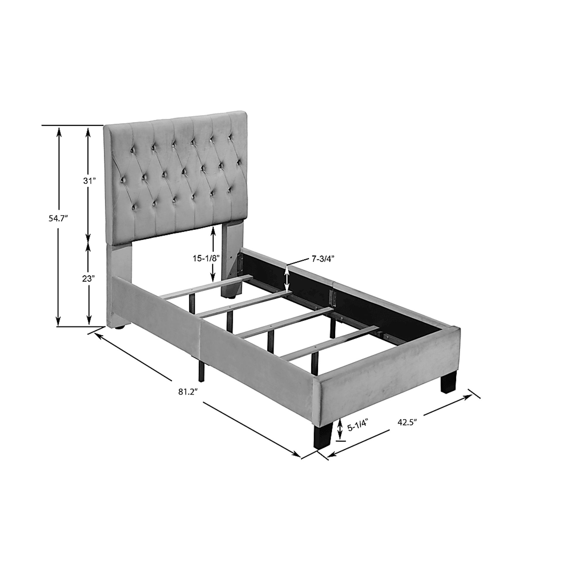Ambiwood Light Gray Twin Bed - Image 6
