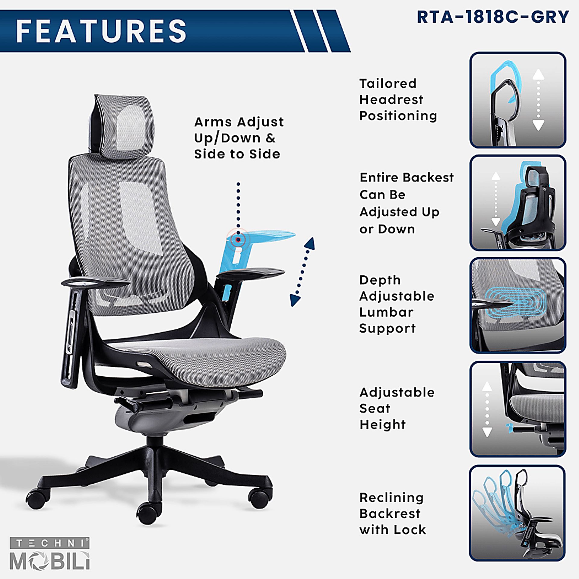 Ambona Gray Office Chair - Image 4