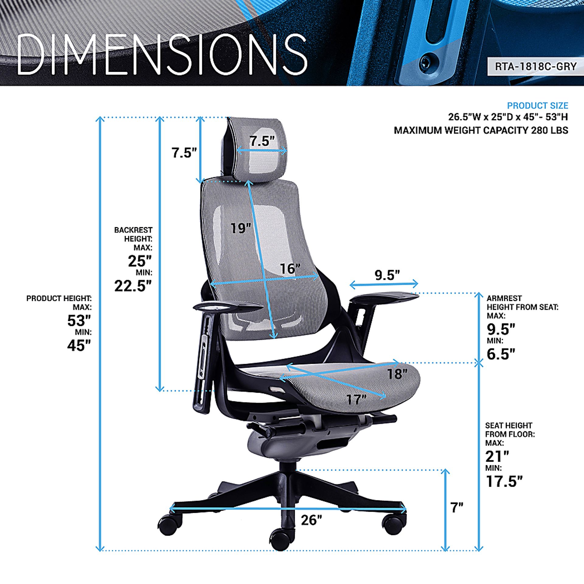 Ambona Gray Office Chair - Image 9