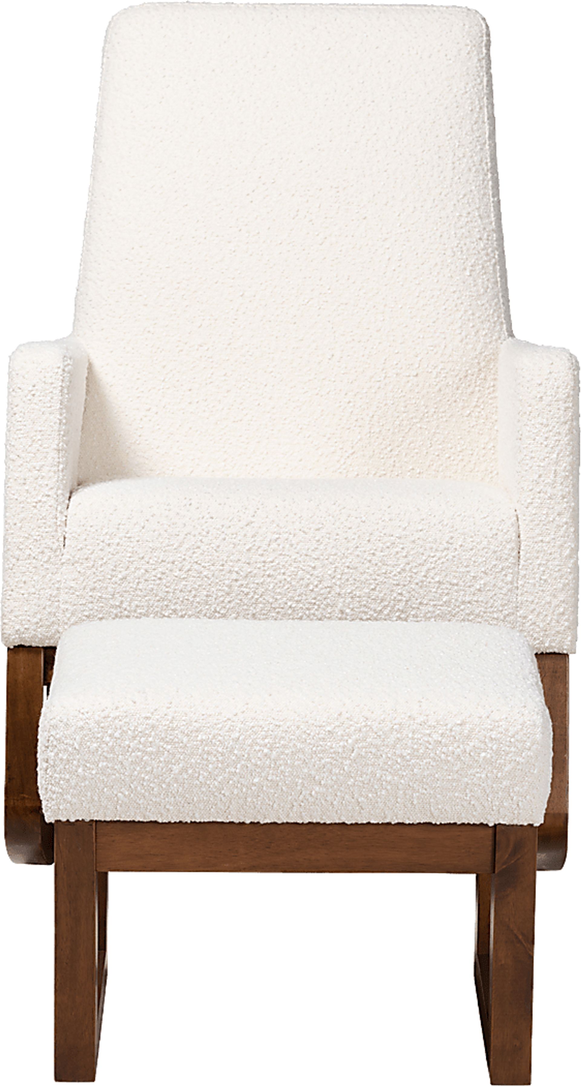 Amebco Off-White Rocking Chair with Ottoman - Image 4