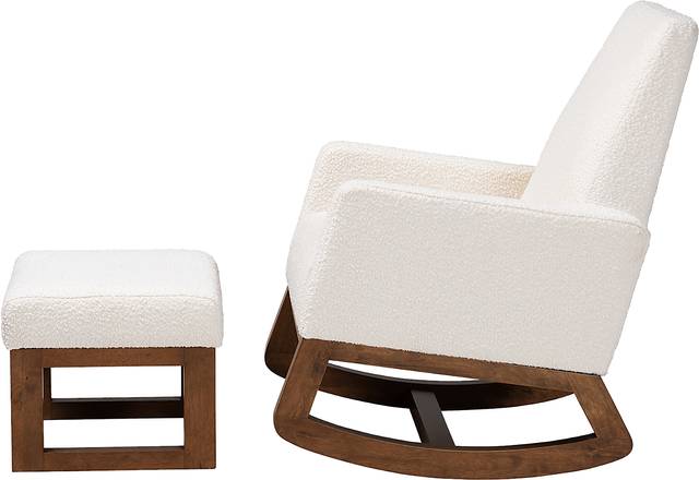 Amebco Off-White Rocking Chair with Ottoman - Thumbnail - Image 5