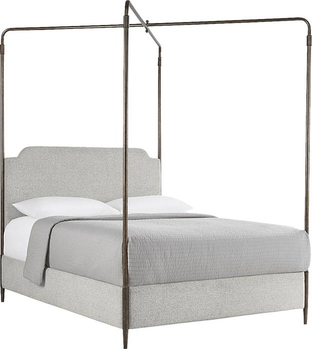 Amelia Point Bronze Queen Canopy Upholstered Bed - Thumbnail - Image 2