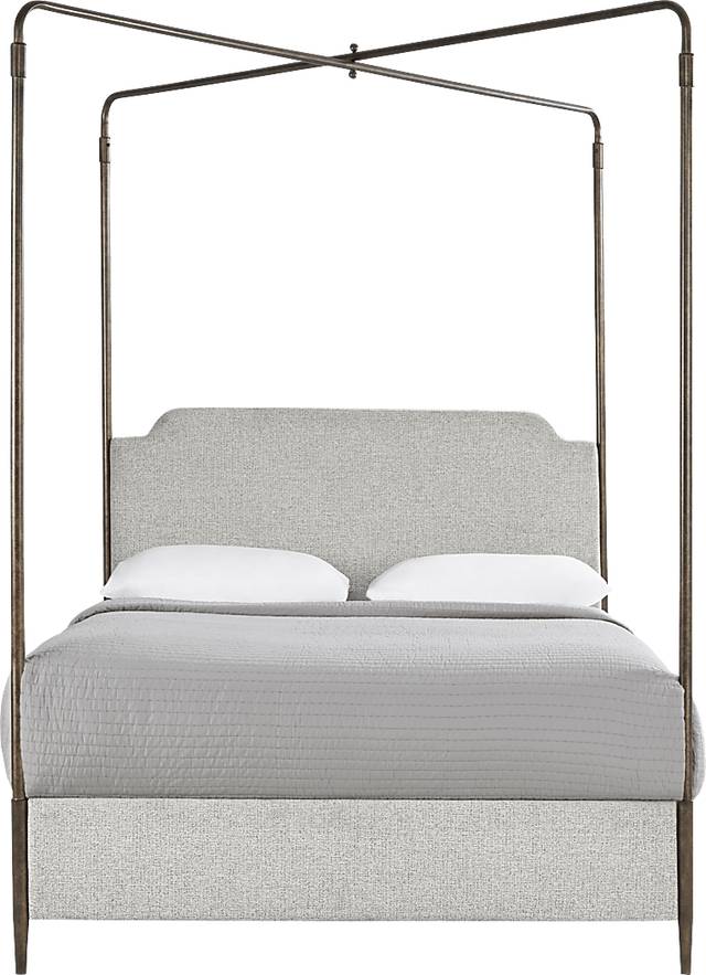 Amelia Point Bronze Queen Canopy Upholstered Bed - Thumbnail - Image 1