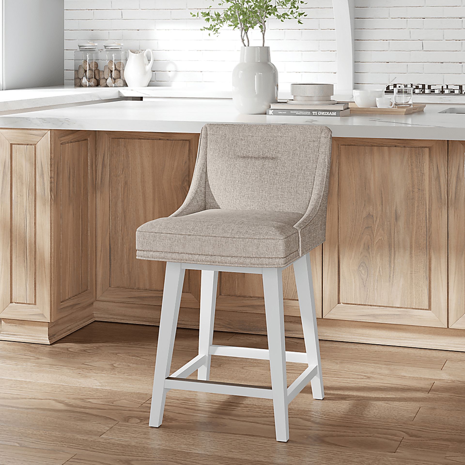 Amenophis Beige Counter Height Adjustable Stool - Image 2