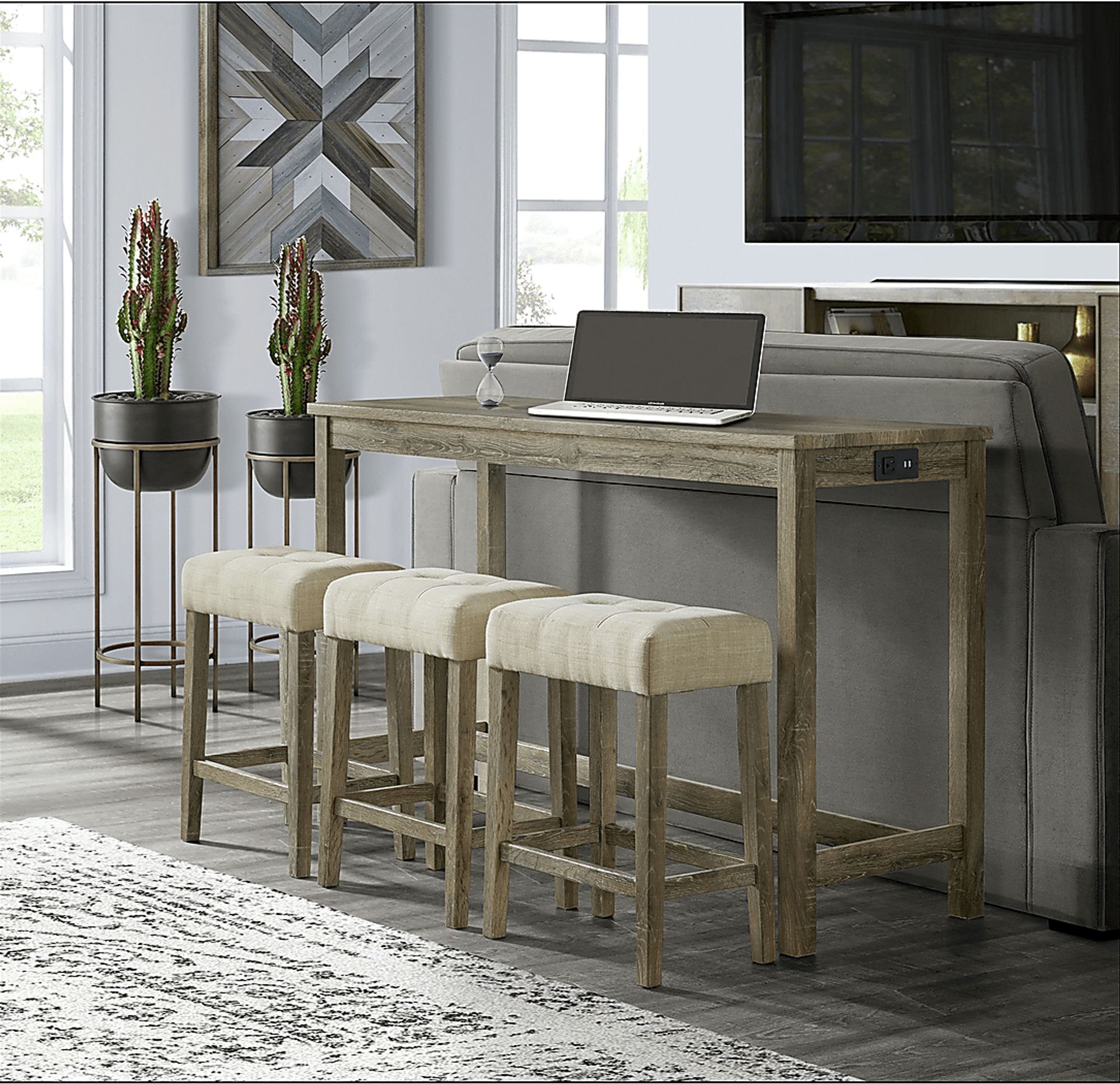 Amepela Oak 4 Pc Bar Height Table Set - Image 17