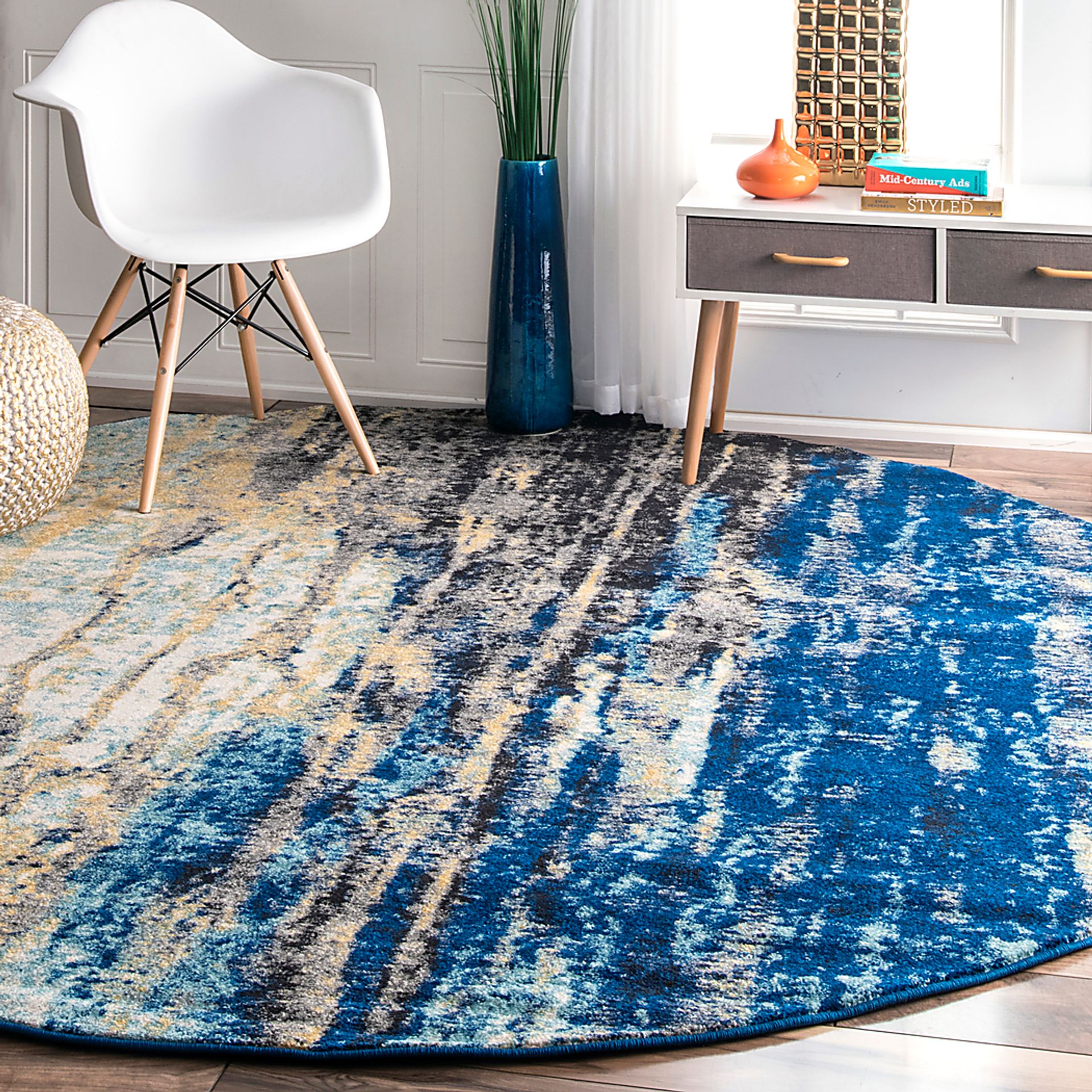 Amerie Blue 8' x 8' Round Rug - Image 2